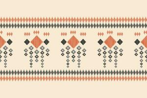 Ethnic Ikat fabric pattern geometric style.African Ikat embroidery Ethnic oriental pattern brown cream background. Abstract,vector,illustration.Texture,clothing,frame,decoration,carpet,motif. vector