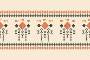 Ethnic Ikat fabric pattern geometric style.African Ikat embroidery Ethnic oriental pattern brown cream background. Abstract,vector,illustration.Texture,clothing,frame,decoration,carpet,motif. vector