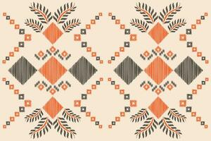 Ethnic Ikat fabric pattern geometric style.African Ikat embroidery Ethnic oriental pattern brown cream background. Abstract,vector,illustration.Texture,clothing,frame,decoration,carpet,motif. vector