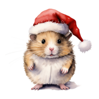 ai gegenereerd hamster vervelend de kerstman hoed voor Kerstmis evenement. waterverf stijl. ai gegenereerd png