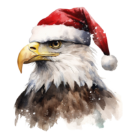 ai generiert Adler tragen Santa Hut zum Weihnachten Fall. Aquarell Stil. ai generiert png