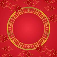 red Chinese New Year background. with a circular ornament and cloud icon free copy space area. vector design for poster, greeting card, social media, banner, web.