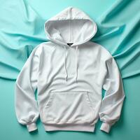 AI generated White hooded sweater on isolated background, product advertisement - AI generated image photo