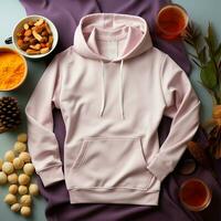 AI generated White hooded sweater on isolated background, product advertisement - AI generated image photo