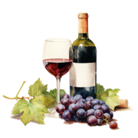 AI generated Wine For Christmas Event. Watercolor Style. AI Generated png