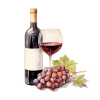 AI generated Wine For Christmas Event. Watercolor Style. AI Generated png