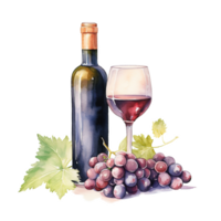 AI generated Wine For Christmas Event. Watercolor Style. AI Generated png