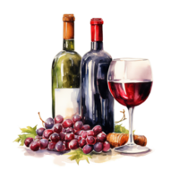 AI generated Wine For Christmas Event. Watercolor Style. AI Generated png