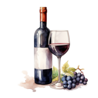 AI generated Wine For Christmas Event. Watercolor Style. AI Generated png