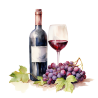 AI generated Wine For Christmas Event. Watercolor Style. AI Generated png