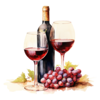 AI generated Wine For Christmas Event. Watercolor Style. AI Generated png