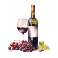 AI generated Wine For Christmas Event. Watercolor Style. AI Generated png