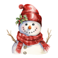 ai generado monigote de nieve cabeza para Navidad evento. acuarela estilo. ai generado png