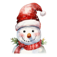 AI generated Snowman Head For Christmas Event. Watercolor Style. AI Generated png