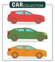 Set of different models of cars. Side view. Vector flat style illustration