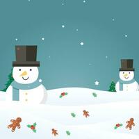 Abstract Merry Christmas festival Decorative vector background christmas with two snowman