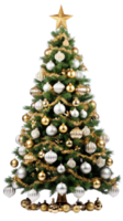 ai gegenereerd png. versierd Kerstmis boom geïsoleerd Aan een transparant achtergrond. png