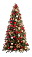 ai gegenereerd png. versierd Kerstmis boom geïsoleerd Aan een transparant achtergrond. png