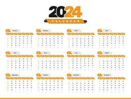 Modern corporate abstract calendar date format template design for 2024 vector