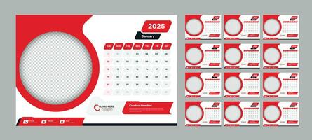 12 paginas oficina escritorio calendario modelo para 2025 con circular imagen marcador de posición vector