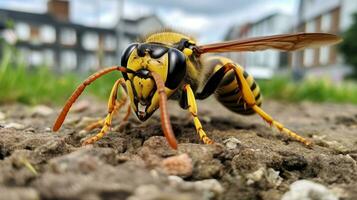 AI generated Photo of Yellow Jacket on a ground. Generative AI