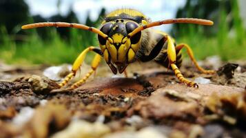 AI generated Photo of Yellow Jacket on a ground. Generative AI