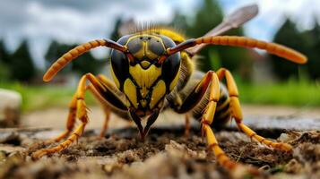 AI generated Photo of Yellow Jacket on a ground. Generative AI