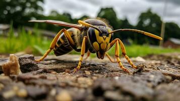 AI generated Photo of Wasp on a ground. Generative AI