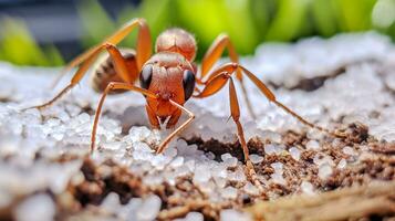 AI generated Photo of Weaver Ant on a ground. Generative AI