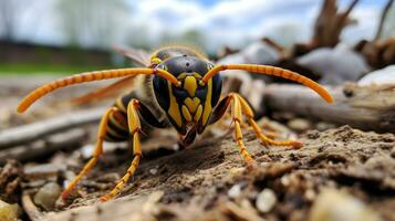 AI generated Photo of Yellow Jacket on a ground. Generative AI