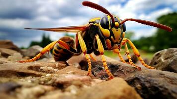 AI generated Photo of Wasp on a ground. Generative AI