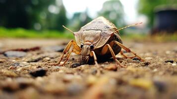 AI generated Photo of Stink Bug on a ground. Generative AI