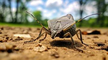 AI generated Photo of Stink Bug on a ground. Generative AI