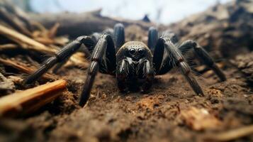 AI generated Photo of Trapdoor Spider on a ground. Generative AI