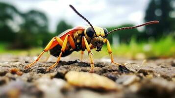 AI generated Photo of Soldier Beetle on a ground. Generative AI