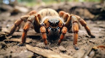 AI generated Photo of Tarantula on a ground. Generative AI