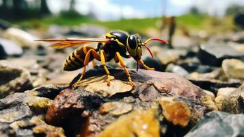 AI generated Photo of Paper Wasp on a ground. Generative AI