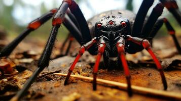 ai generado foto de pelirrojo araña en un suelo. generativo ai