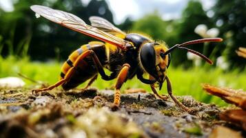 AI generated Photo of Sawfly on a ground. Generative AI