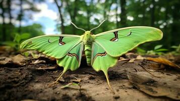 AI generated Photo of Luna Moth on a ground. Generative AI