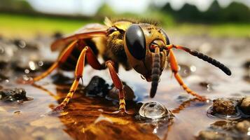 AI generated Photo of Mud Dauber on a ground. Generative AI