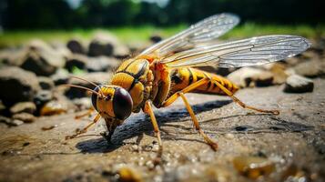 AI generated Photo of Scorpion Fly on a ground. Generative AI