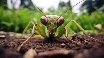 ai generado foto de mantis en un suelo. generativo ai
