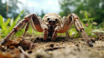 AI generated Photo of Net-Casting Spider on a ground. Generative AI