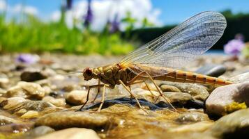 AI generated Photo of Mayfly on a ground. Generative AI