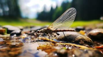 AI generated Photo of Mayfly on a ground. Generative AI