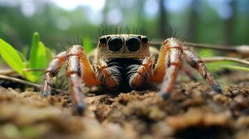 AI generated Photo of Jumping Spider on a ground. Generative AI