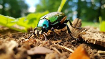 AI generated Photo of Japanese Beetle on a ground. Generative AI