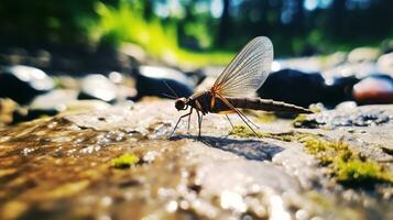 AI generated Photo of Mayfly on a ground. Generative AI