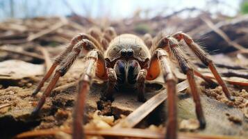 ai generado foto de lanzamiento de red araña en un suelo. generativo ai